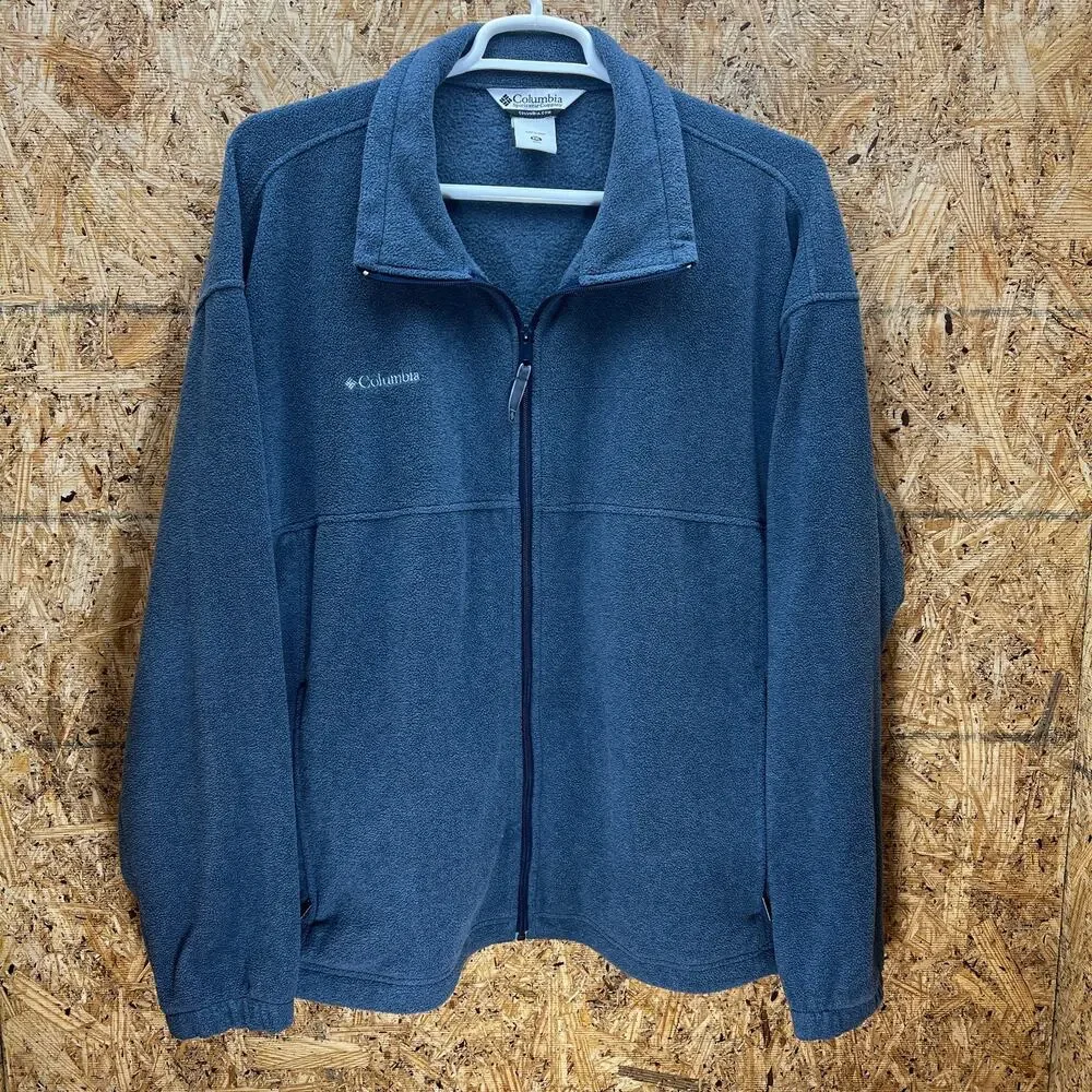 Columbia Polyester Viscose Blue-Gray Solid Long Sleeve Fleece Jacket Mens XXL - Picture 1 of 5